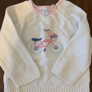 Janie and Jack white/pink bicycle sweater 3t.